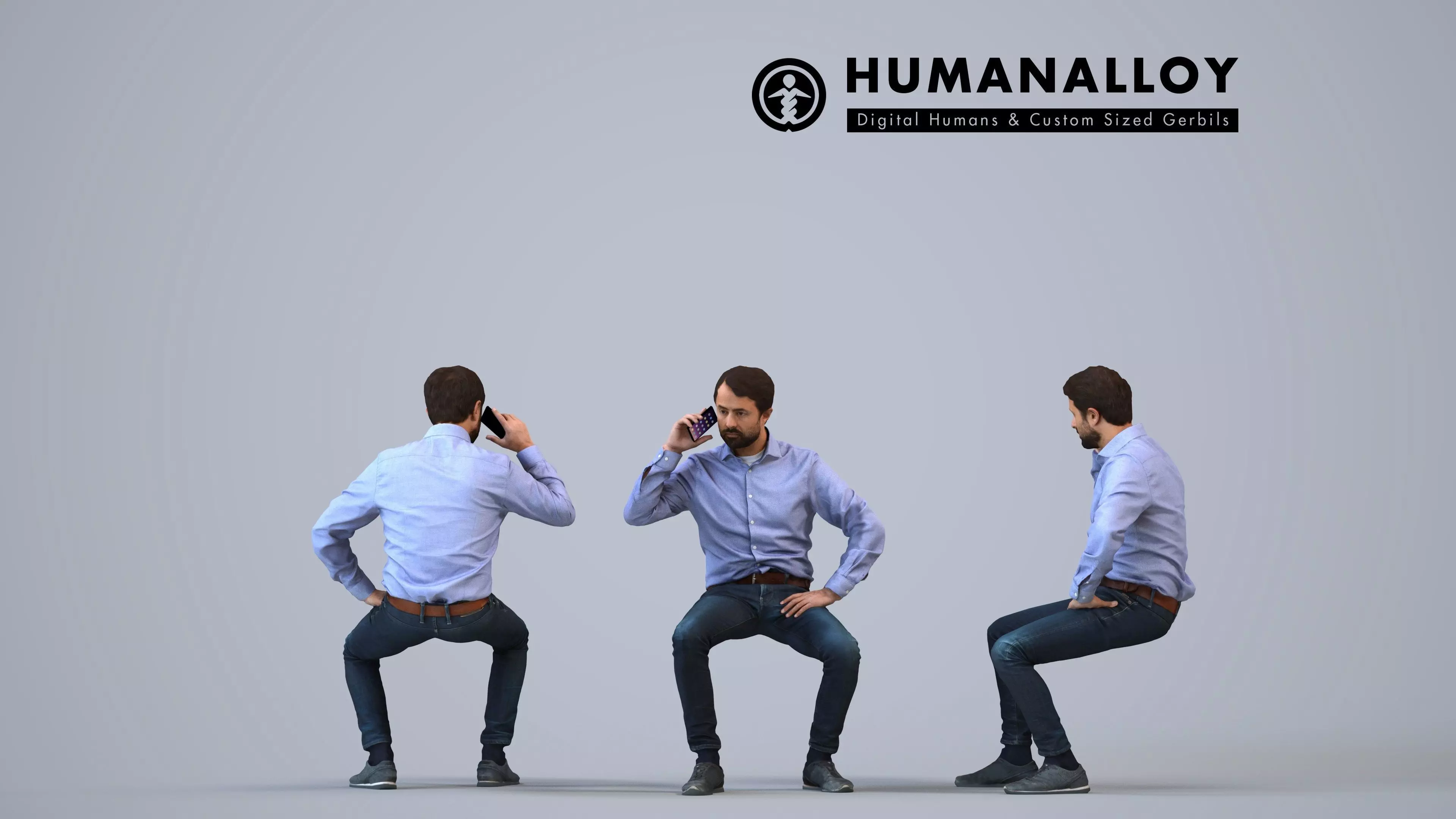 00261Bipini0010 - Adult Indian man calling from office in 3D model