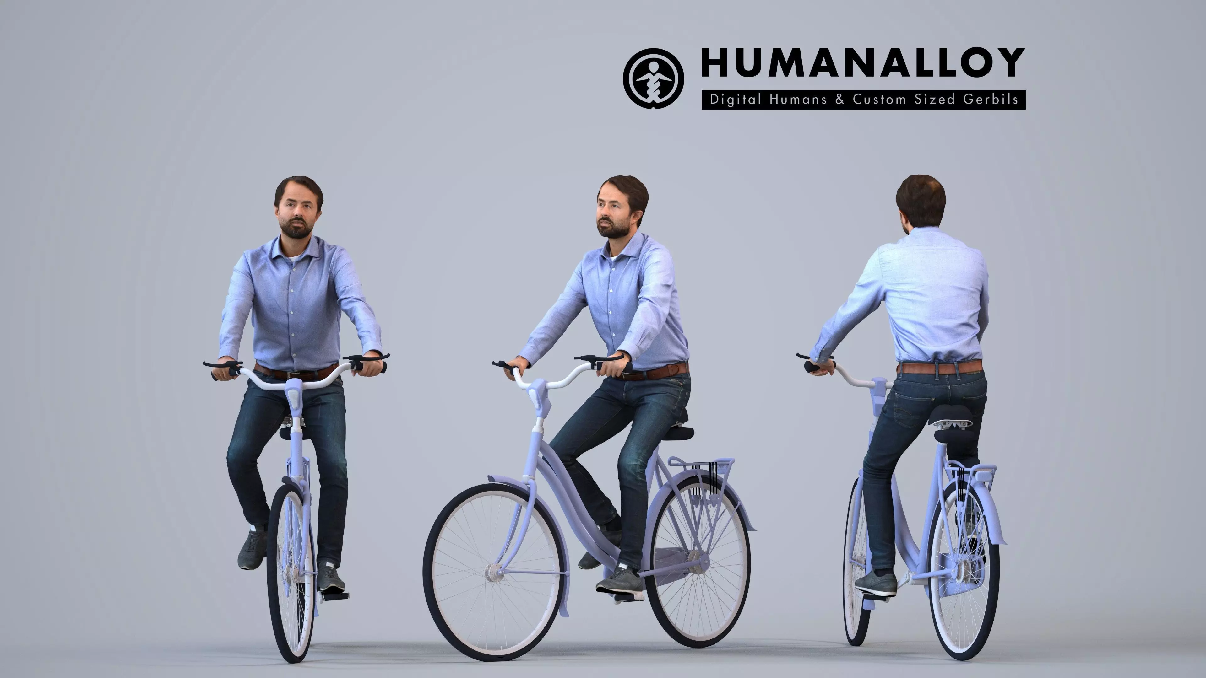 00261Bipini0011 - Adult Indian man cycling through public space 3D model