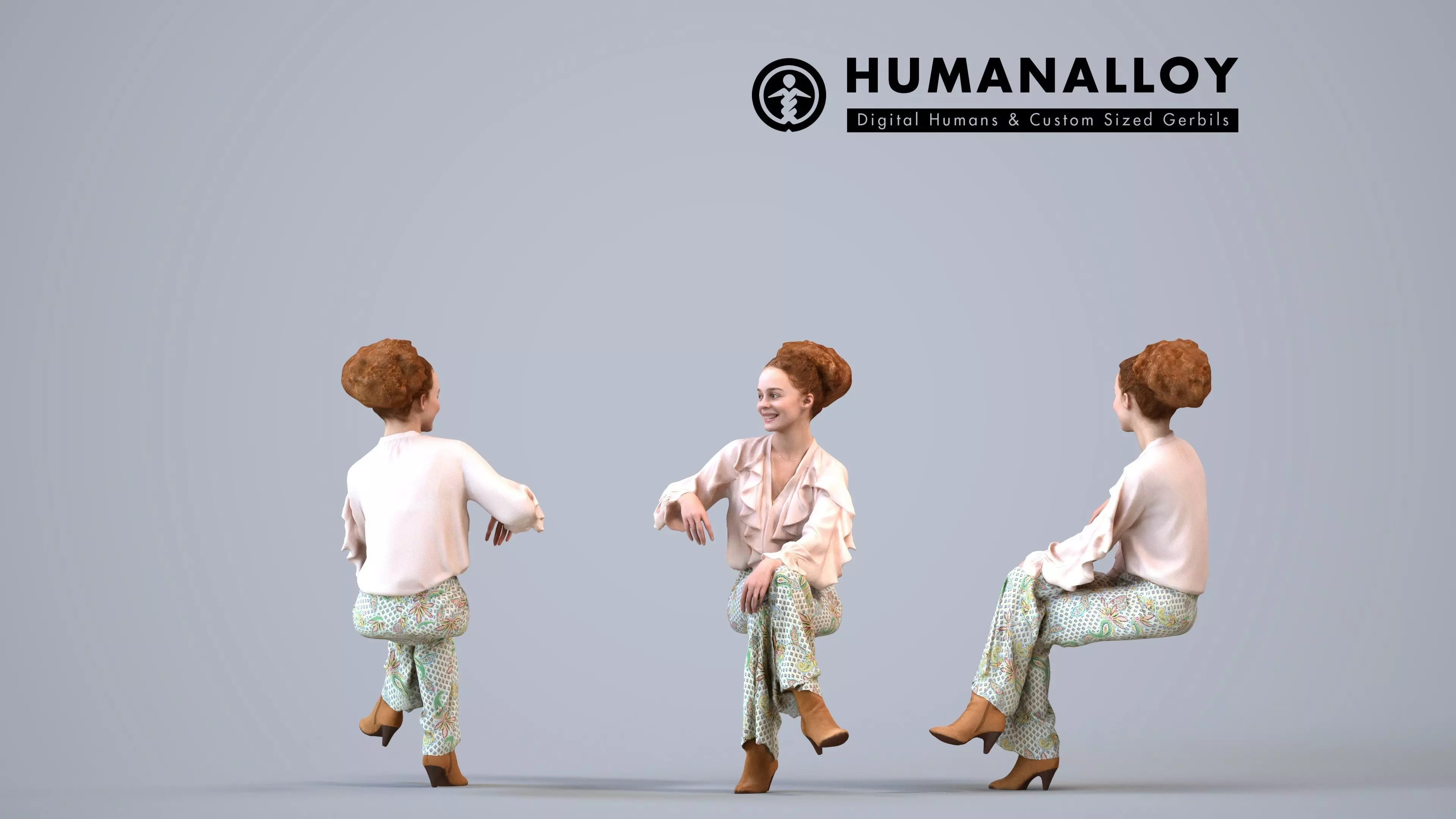 00264Marva0012 - Adult Caucasian woman relaxing at home in 3D model