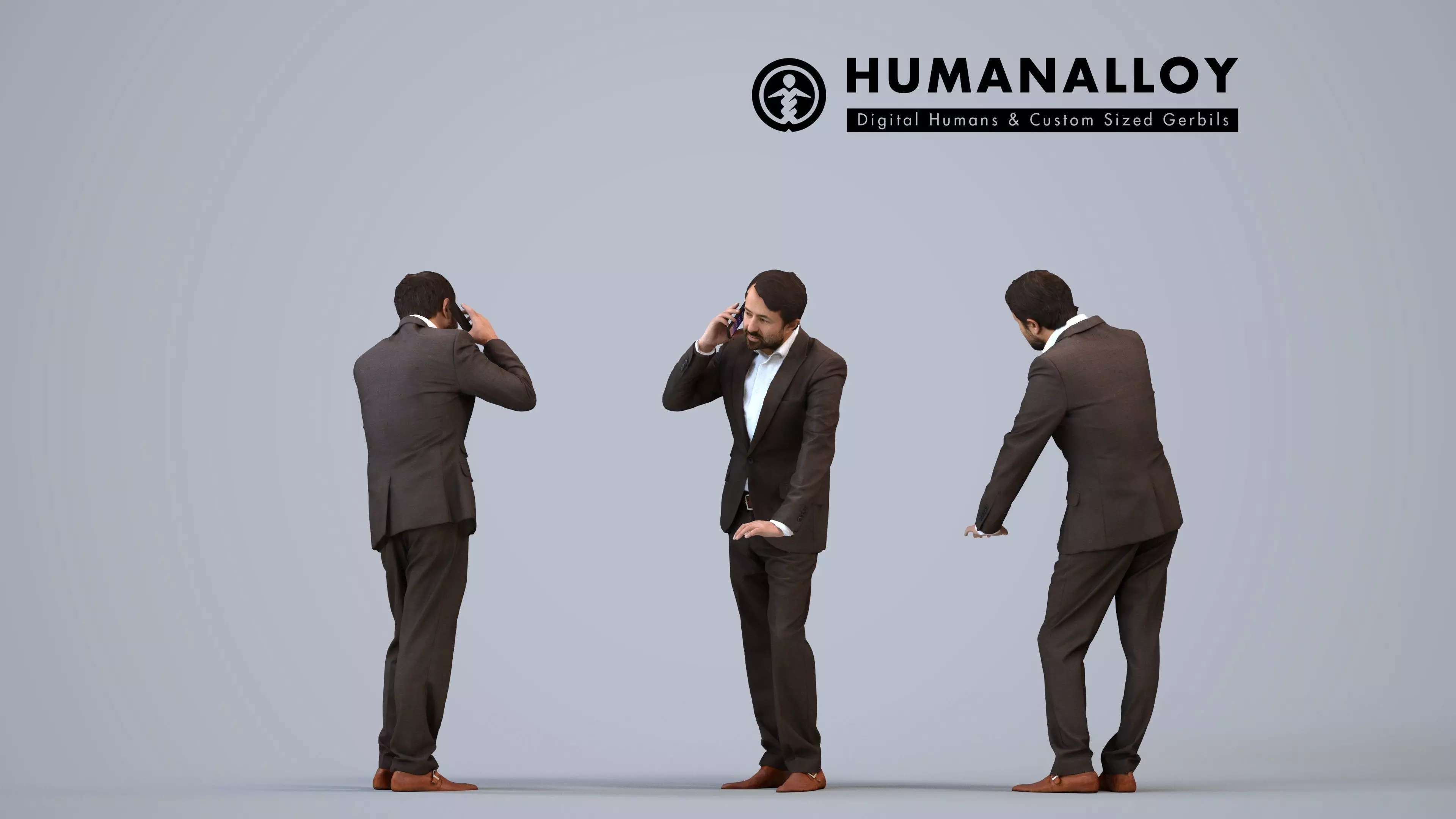 00265Bipini0005 - Adult Indian man leaning while calling in 3D model