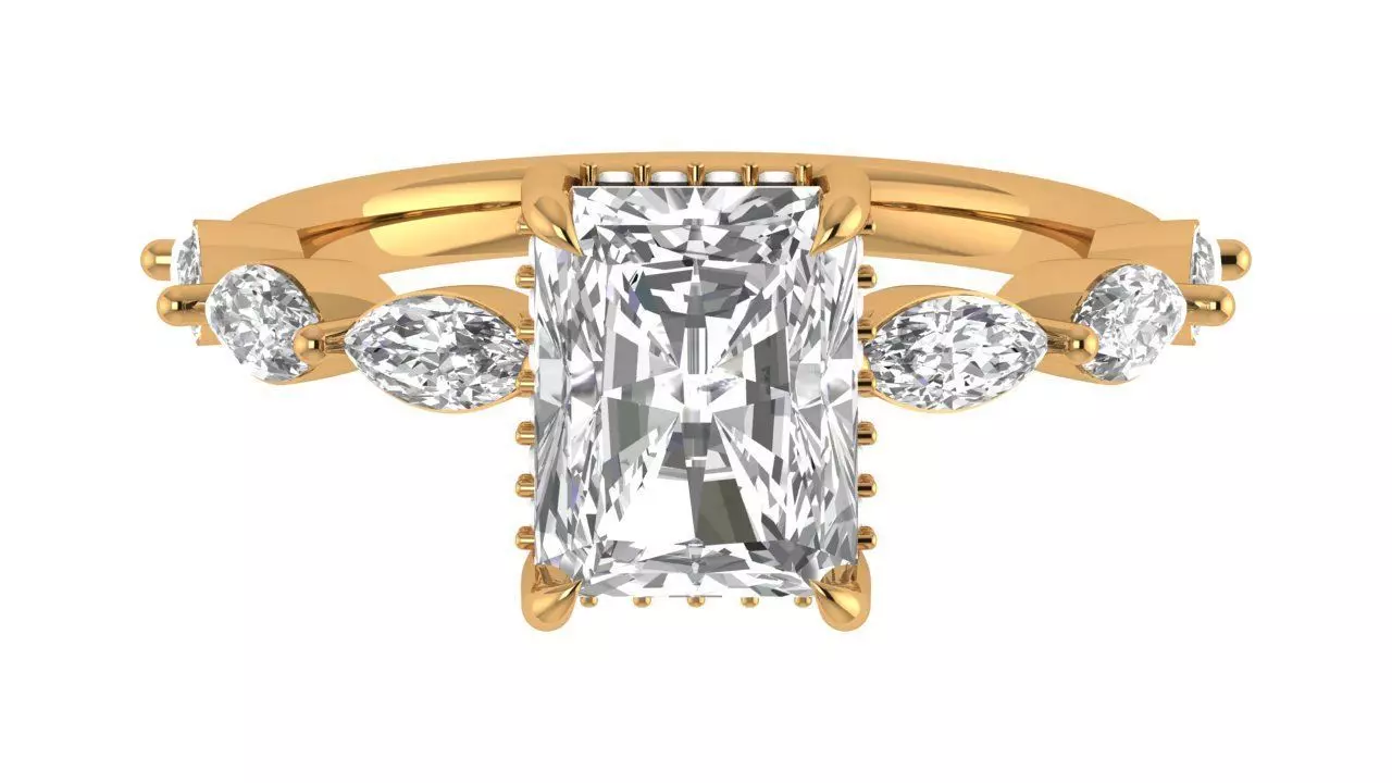 Radiant Solitaire Ring 3D print model