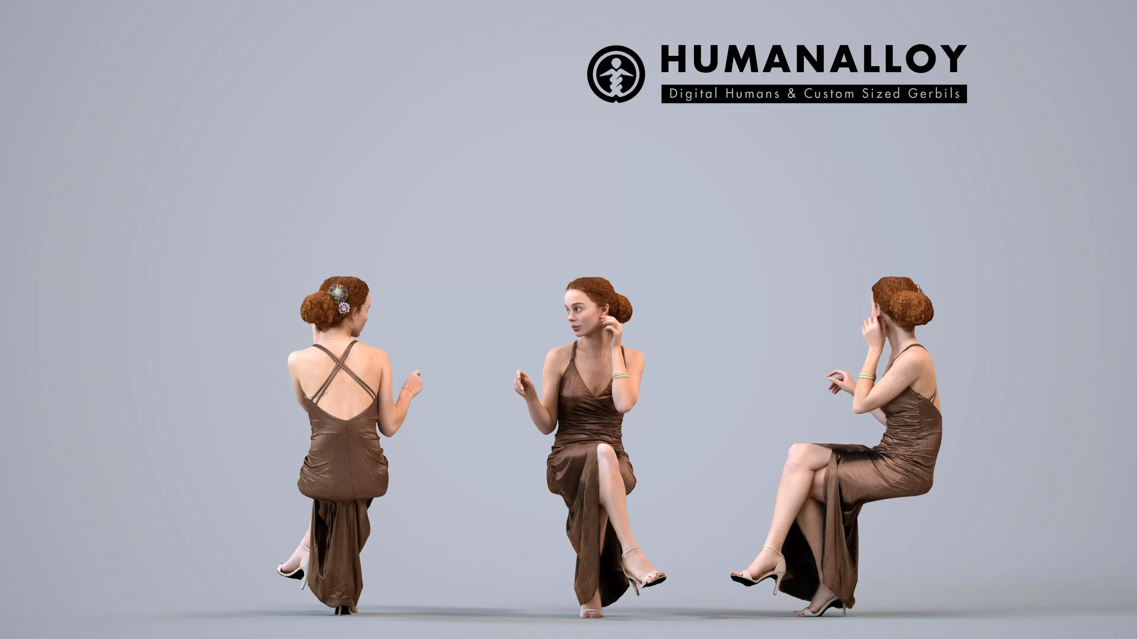 00268Marva0006 - Adult Caucasian woman calling in restaurant 3D model