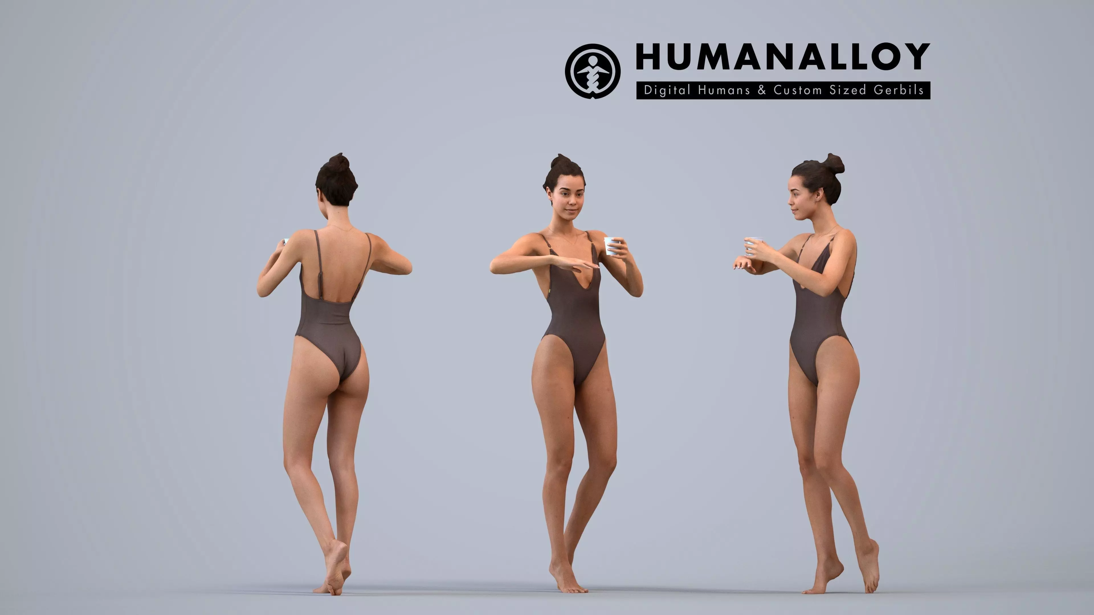 00271Denise005 - Adult Caucasian woman standing relaxed in 3D model
