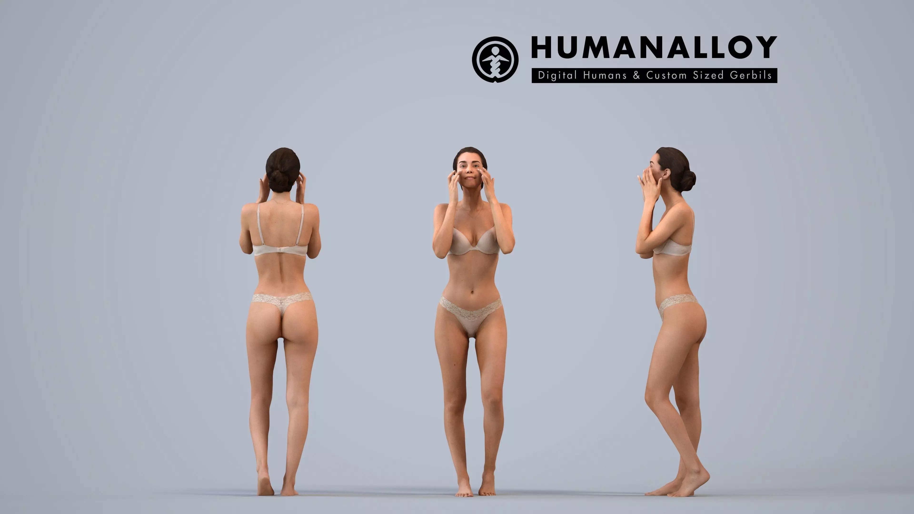 00273Denise003 - Adult Caucasian woman relaxing in bathroom 3D model