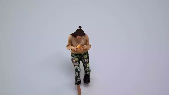 00275Denise013 - Adult Caucasian woman eating at home in casual 3D model 5