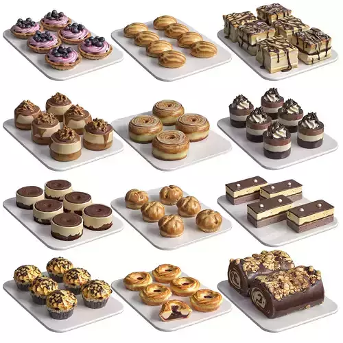Display case with desserts 3D model 3