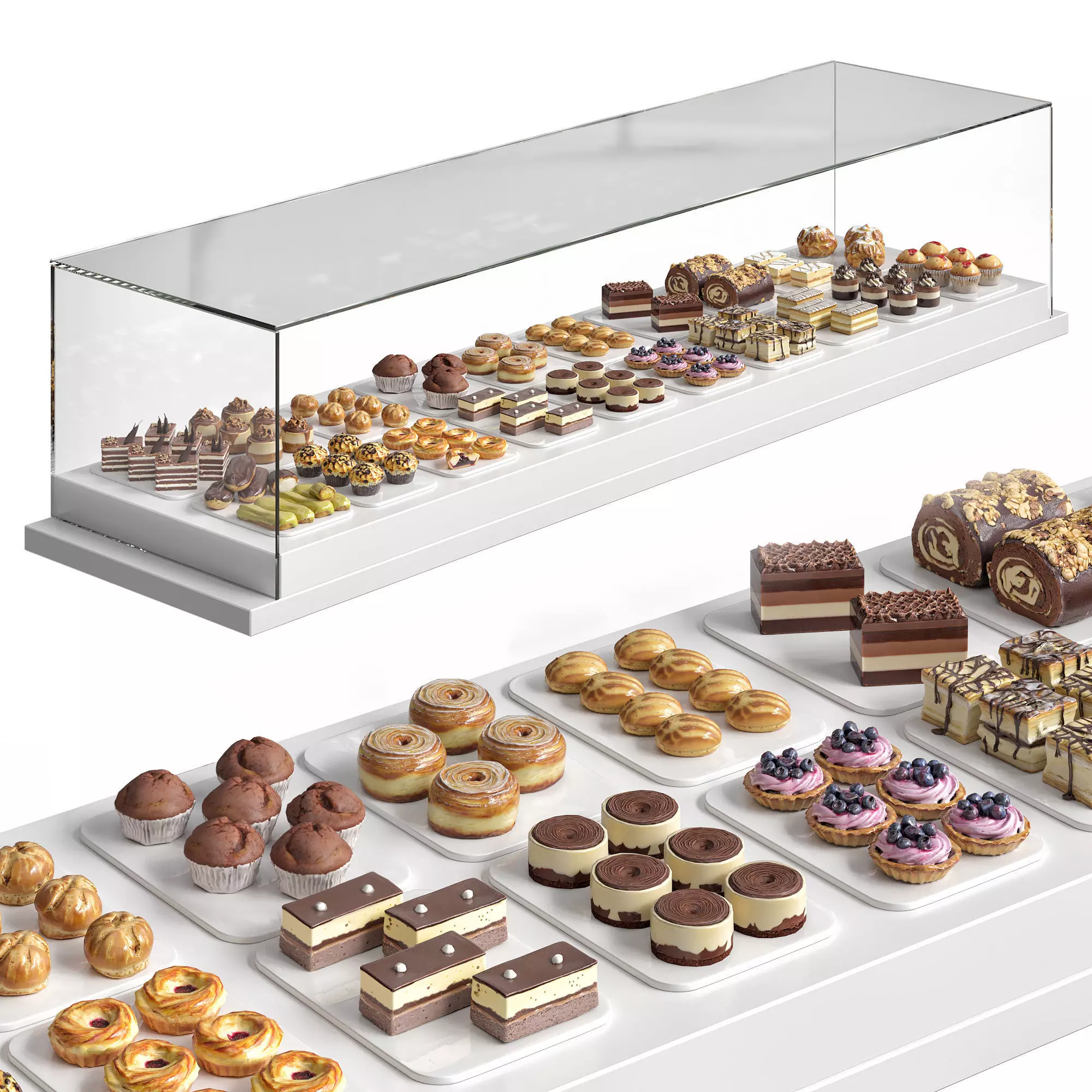 Display case with desserts 3D model