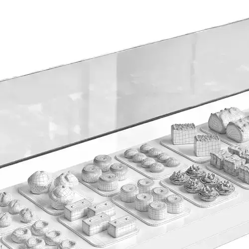 Display case with desserts 3D model 4
