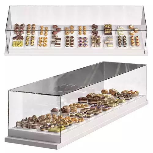 Display case with desserts 3D model 2