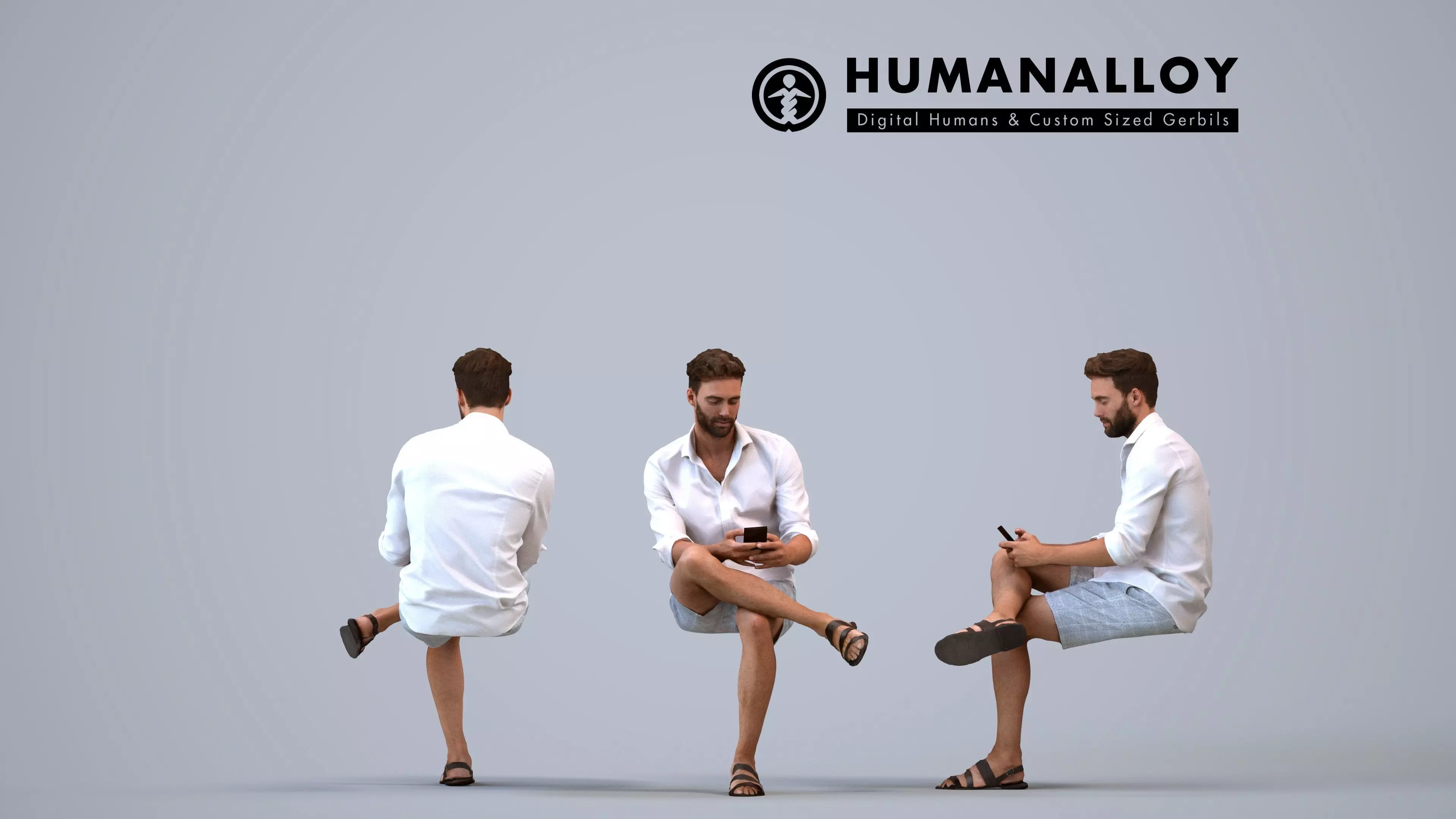 00278Olivier009 - Adult Caucasian man sitting in public space 3D model