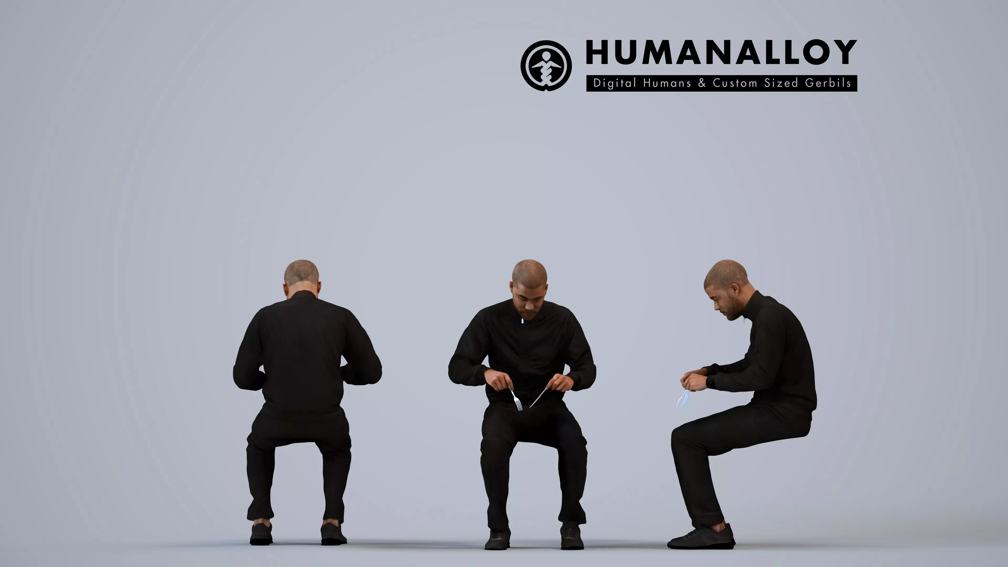00281Bill0013 - Adult Black male relaxing seated in restaurant 3D model