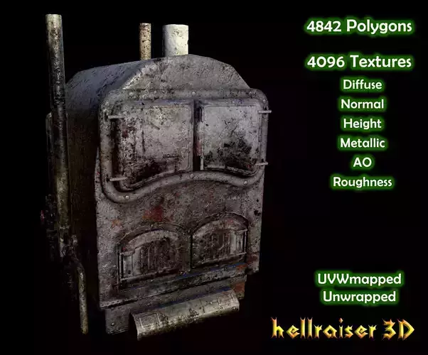 Boiler Furnace - PBR - Old Textured Low-poly 3D model