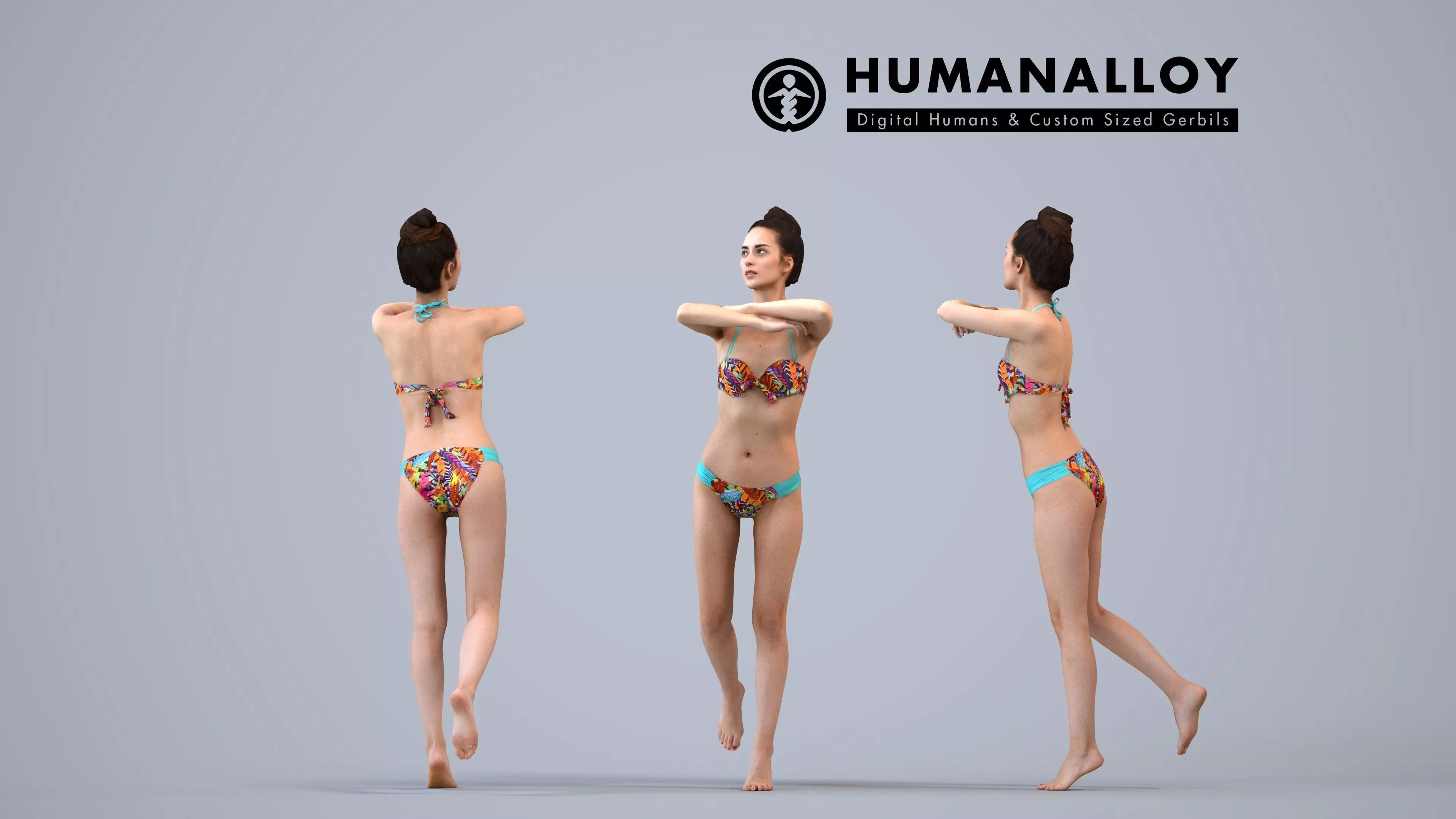 00304Hideki006 - Adult Caucasian woman relaxing poolside in 3D model