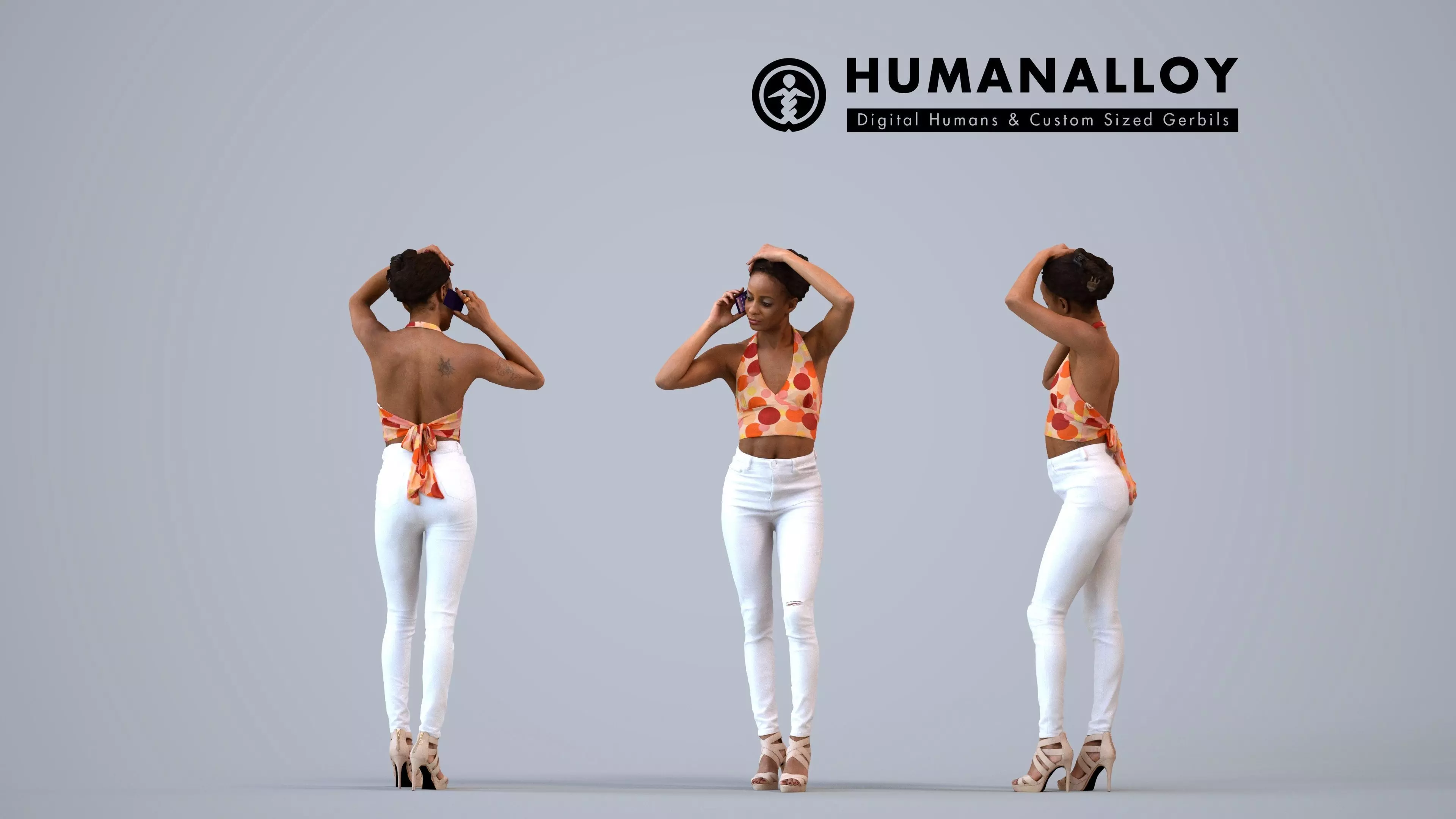 00307Carolina019 - Adult Black woman calling on smartphone in 3D model