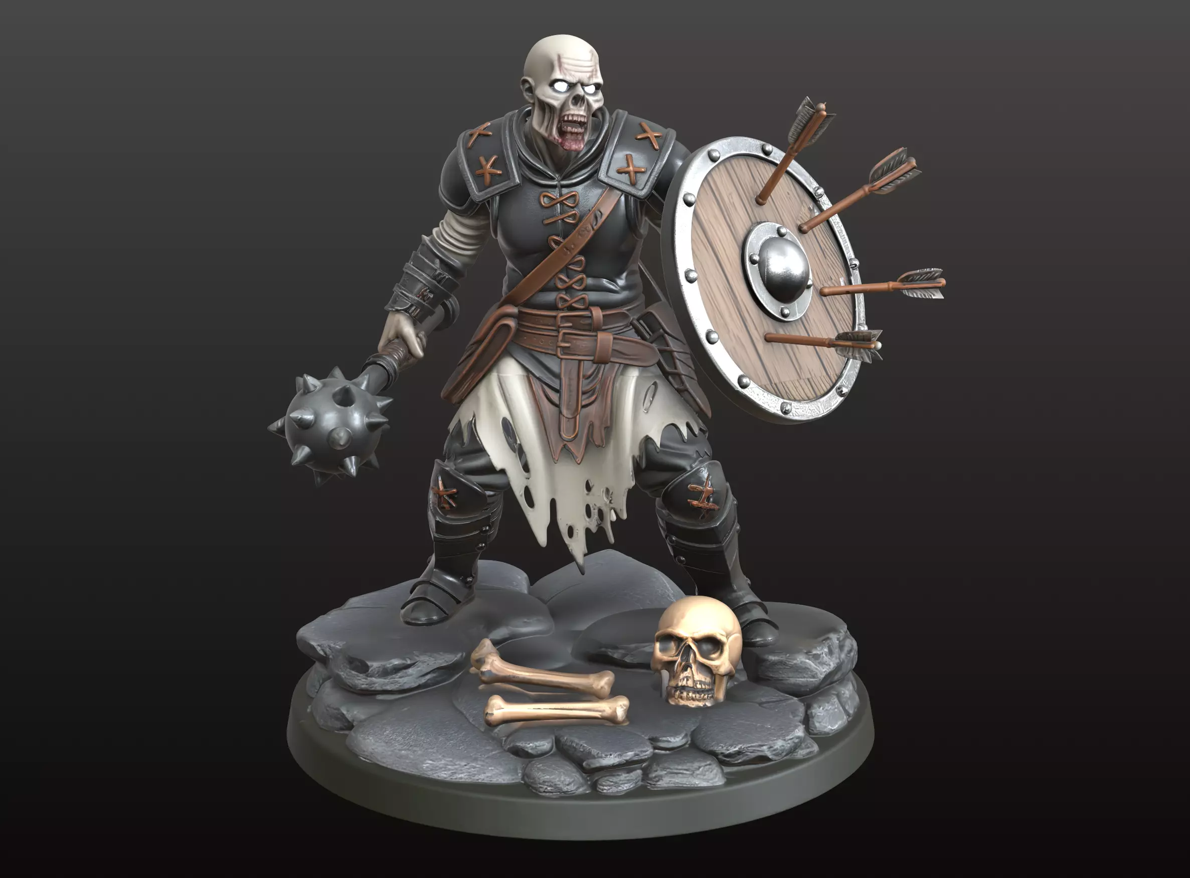 Skeleton Warrior STL Armored Undead Guardian 3D 3D print model