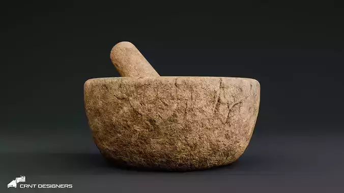 Ancient Stone Mortar And Pestle - UE4 And UE5 Optimized Low-poly 3D model 5