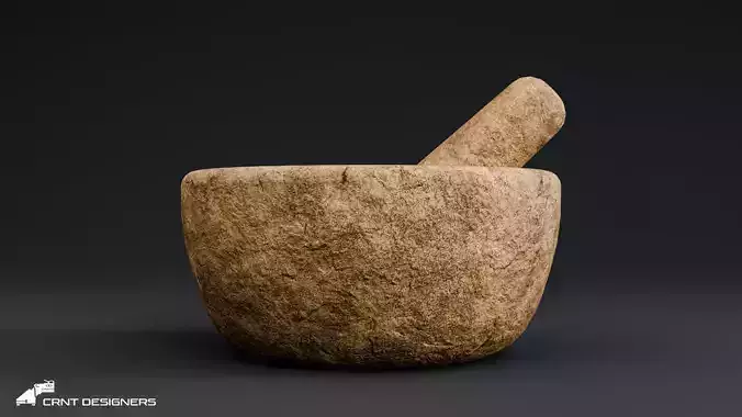 Ancient Stone Mortar And Pestle - UE4 And UE5 Optimized Low-poly 3D model 2