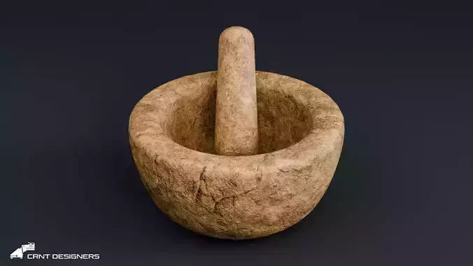 Ancient Stone Mortar And Pestle - UE4 And UE5 Optimized Low-poly 3D model 7