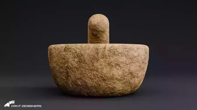 Ancient Stone Mortar And Pestle - UE4 And UE5 Optimized Low-poly 3D model 4