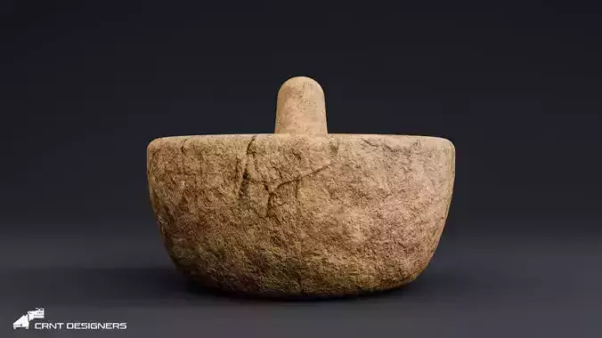Ancient Stone Mortar And Pestle - UE4 And UE5 Optimized Low-poly 3D model 6