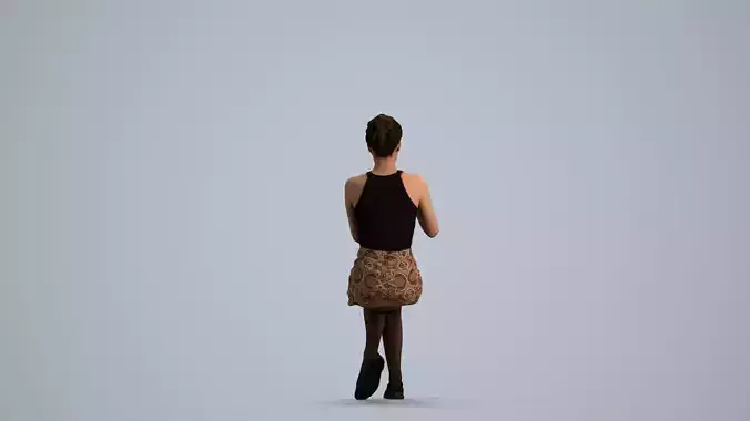 00308Hidek016 - Adult Caucasian woman sitting eating at home in 3D model 3