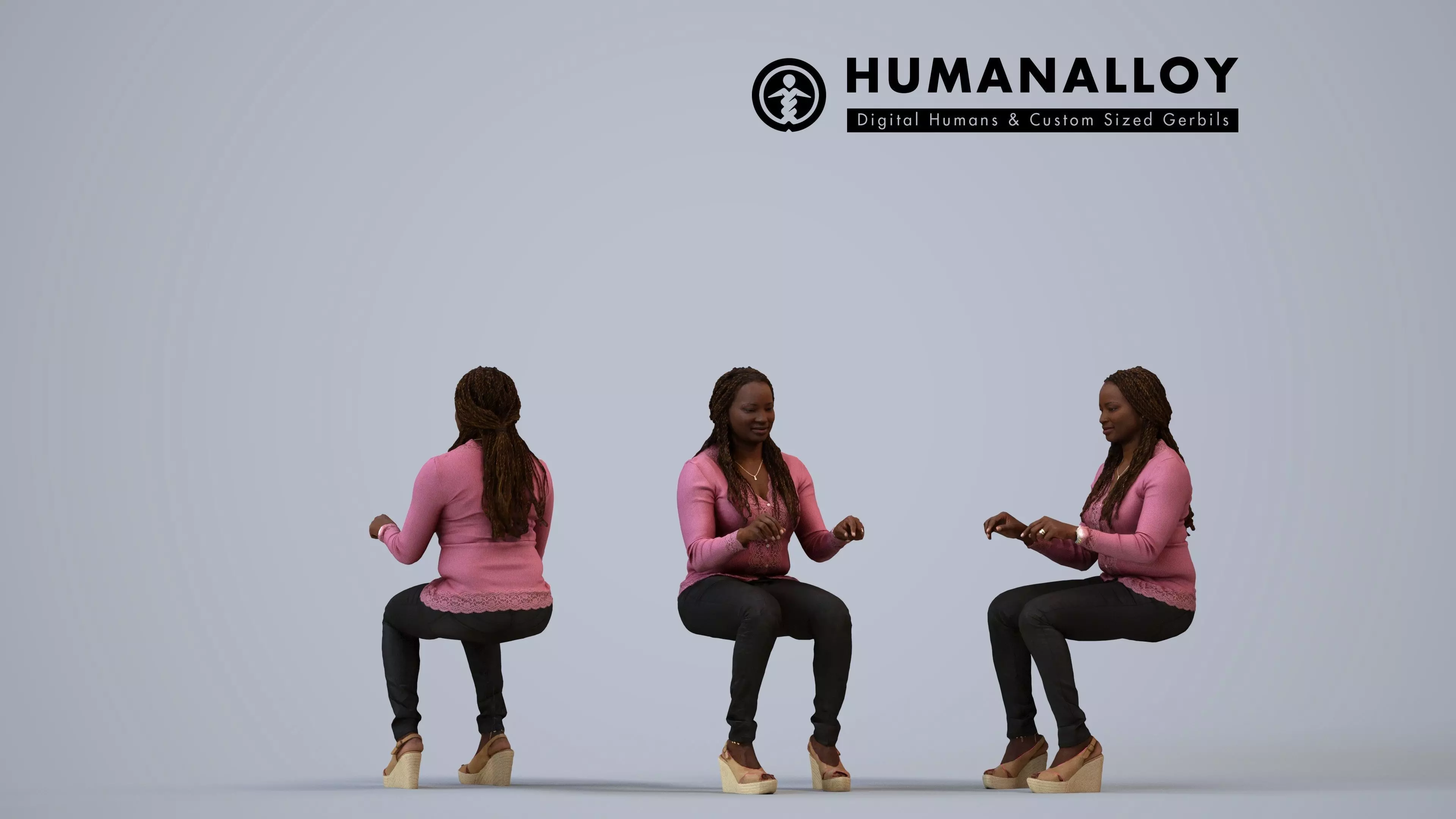 00310Theresia021 - Adult Black woman relaxing with laptop in 3D model