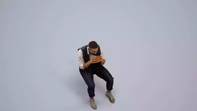 00313Adil009 - Adult Middle Eastern man eating lunch in 3D model 5