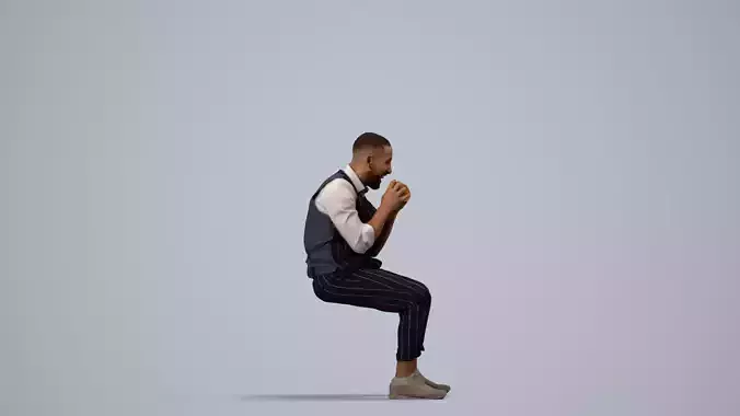 00313Adil009 - Adult Middle Eastern man eating lunch in 3D model 4