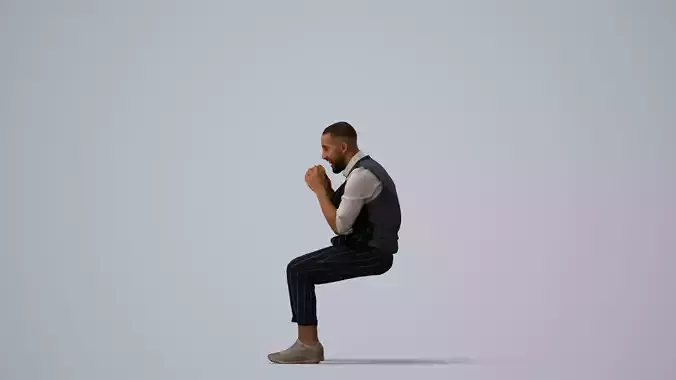 00313Adil009 - Adult Middle Eastern man eating lunch in 3D model 2