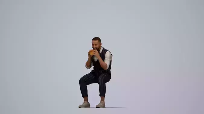 00313Adil009 - Adult Middle Eastern man eating lunch in 3D model 6