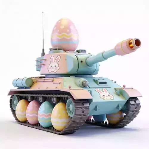 3D EASTER THEMED TANK WITH EGG WHEELS