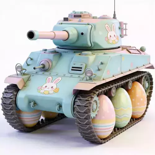 3D EASTER TANK WITH EGG WHEELS 