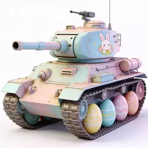 3D EASTER TANK WITH DECORATED EGG WHEELS