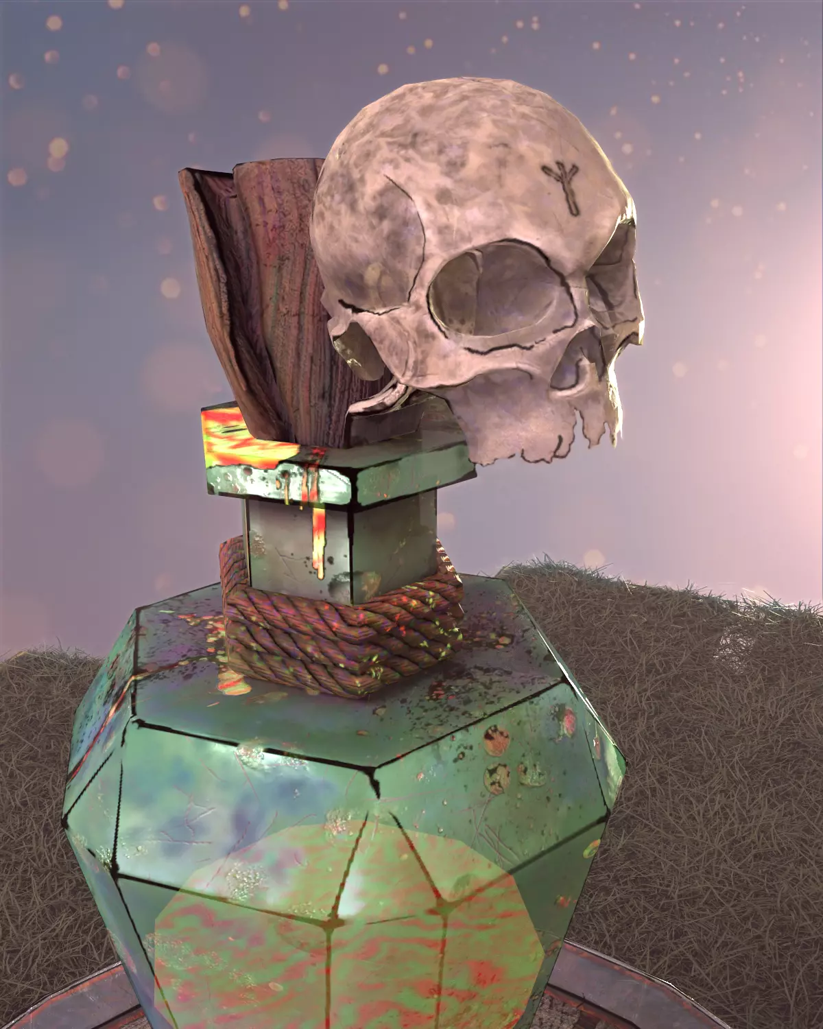 Stylized Flacon with Skull Low-poly 3D model