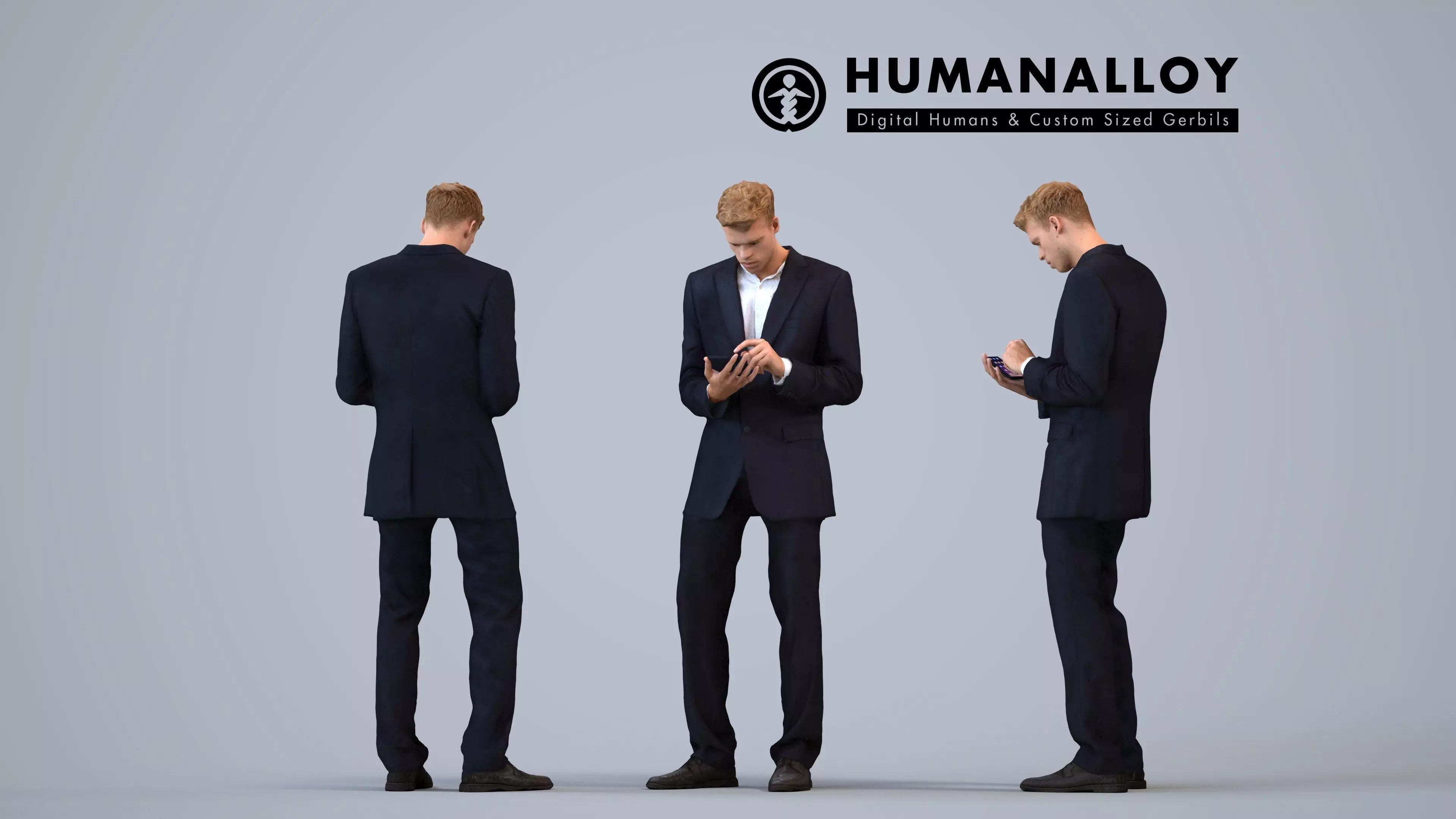 00324Boris005 - Adult Caucasian male standing in office with 3D model