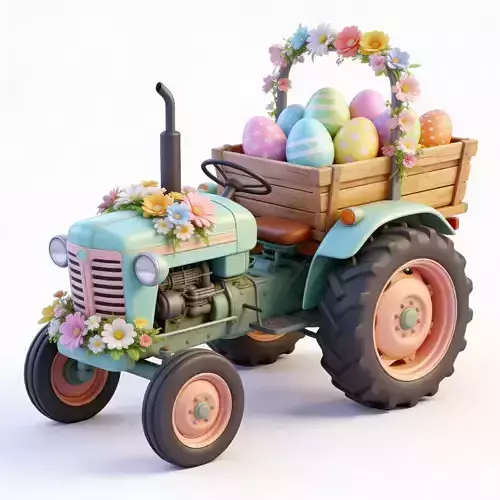 3D SPRING TRACTOR WITH EASTER EGG CART