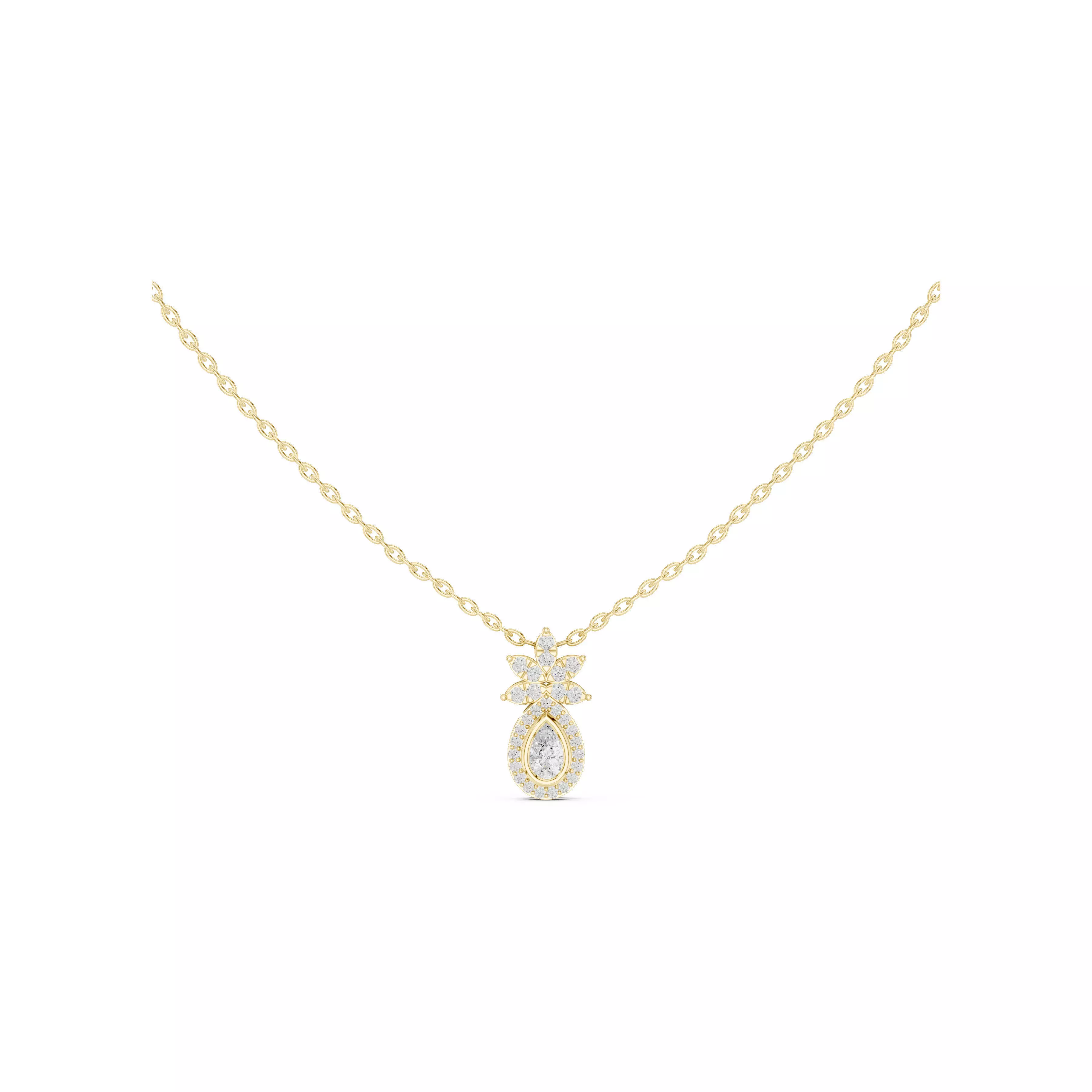 Teardrop Halo Diamond Pendant Pear Shape Floral Necklace CAD 3D print model