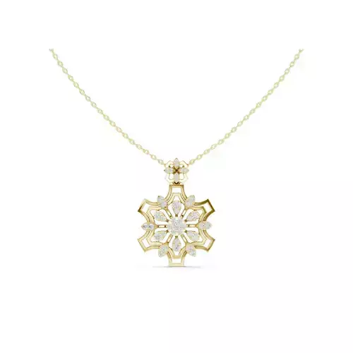 Geometric Floral Diamond Pendant Luxury Star Flower Necklace CAD