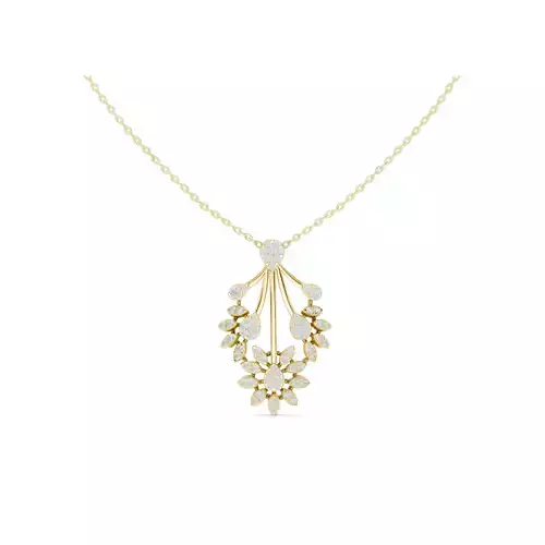 Floral Diamond Drop Pendant Luxury Flower Necklace CAD
