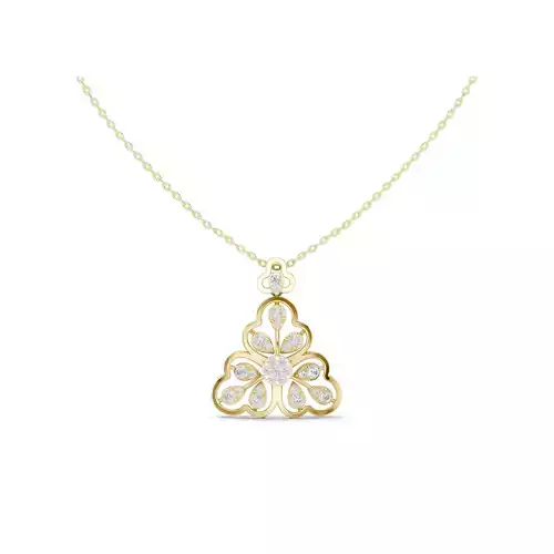 Clover Diamond Pendant Three Leaf Floral Necklace CAD