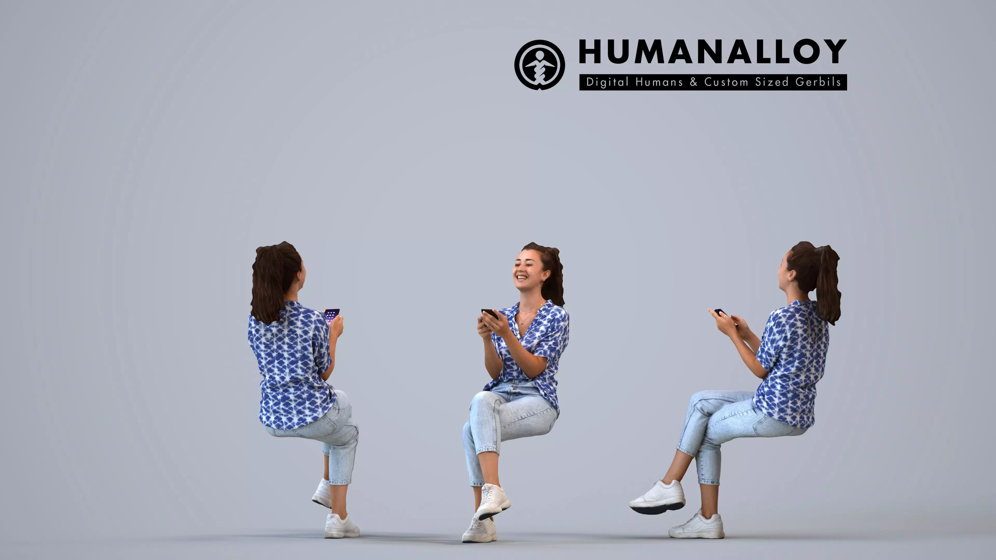 00337Siti010 - Adult Caucasian woman sitting in public space 3D model