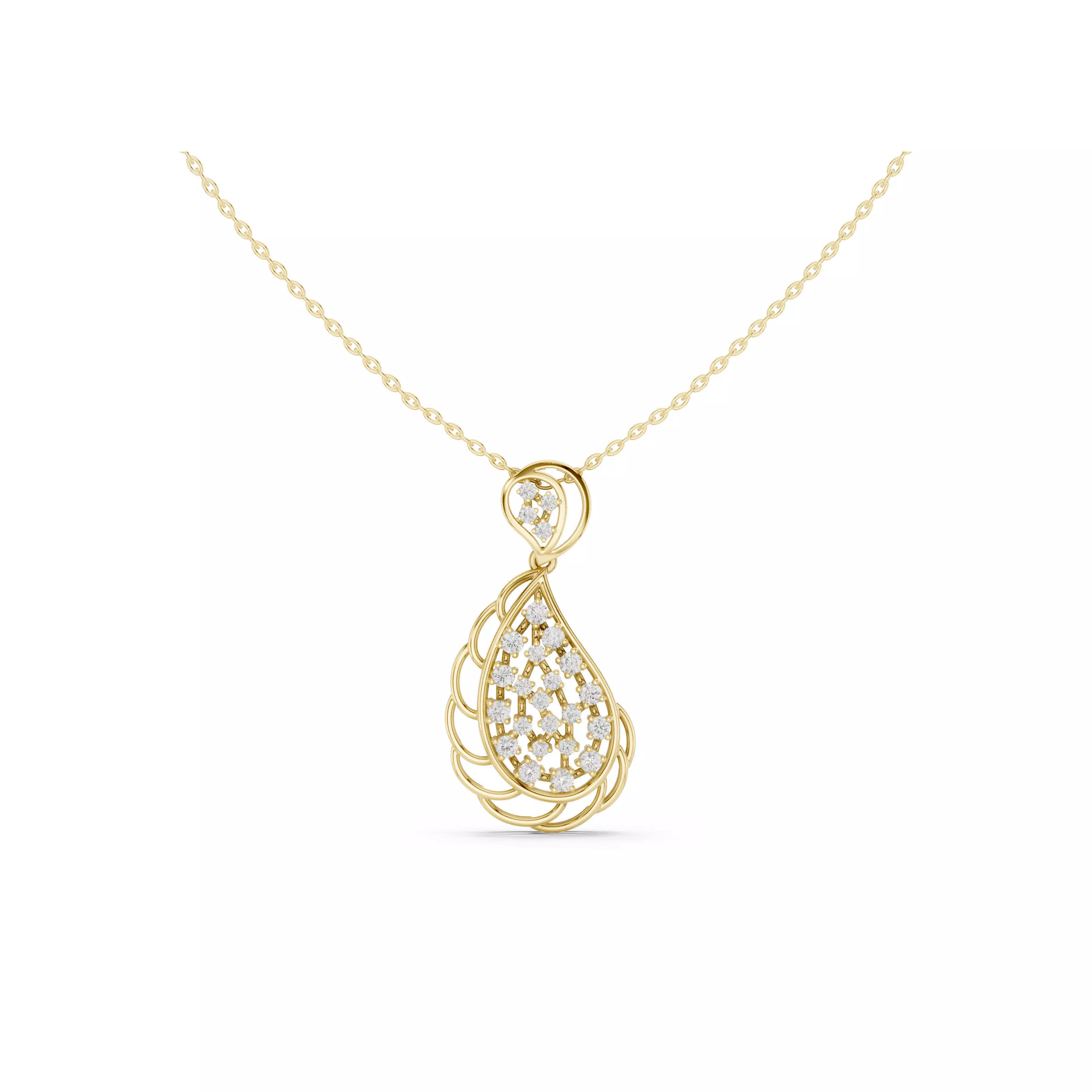 Teardrop Diamond Pendant Pear Shape Openwork Necklace CAD 3D print model