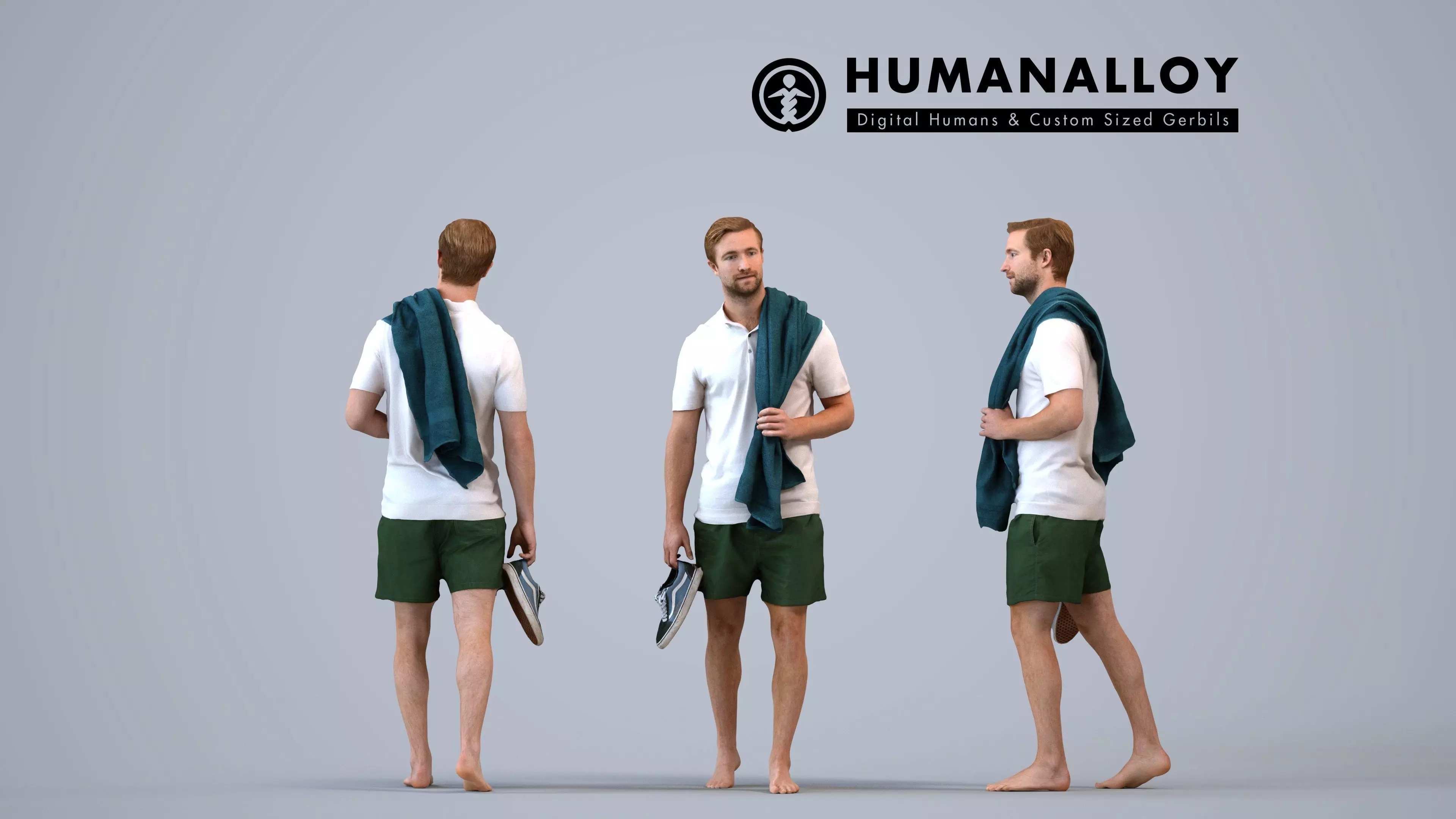 00338Foster012 - Adult Caucasian man relaxing in casual summer 3D model