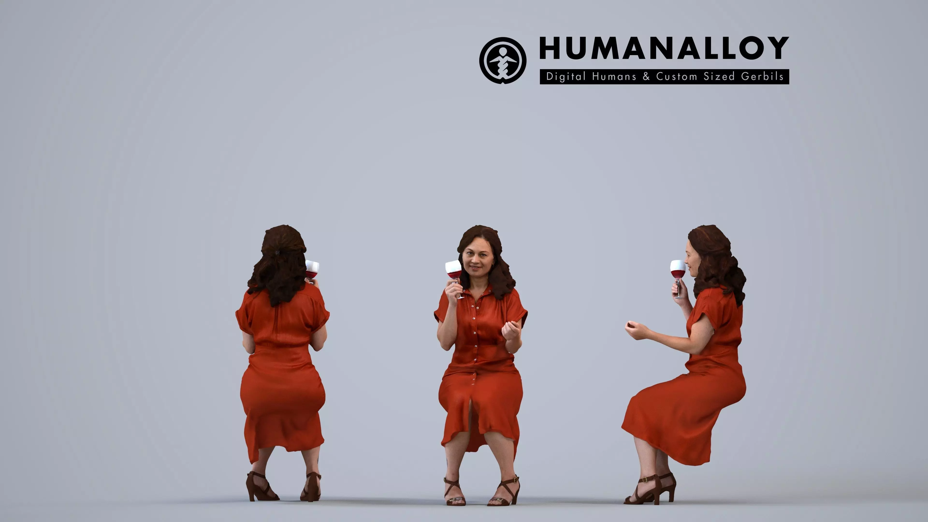 00343Anisa009 - Adult Caucasian woman relaxing in restaurant 3D model