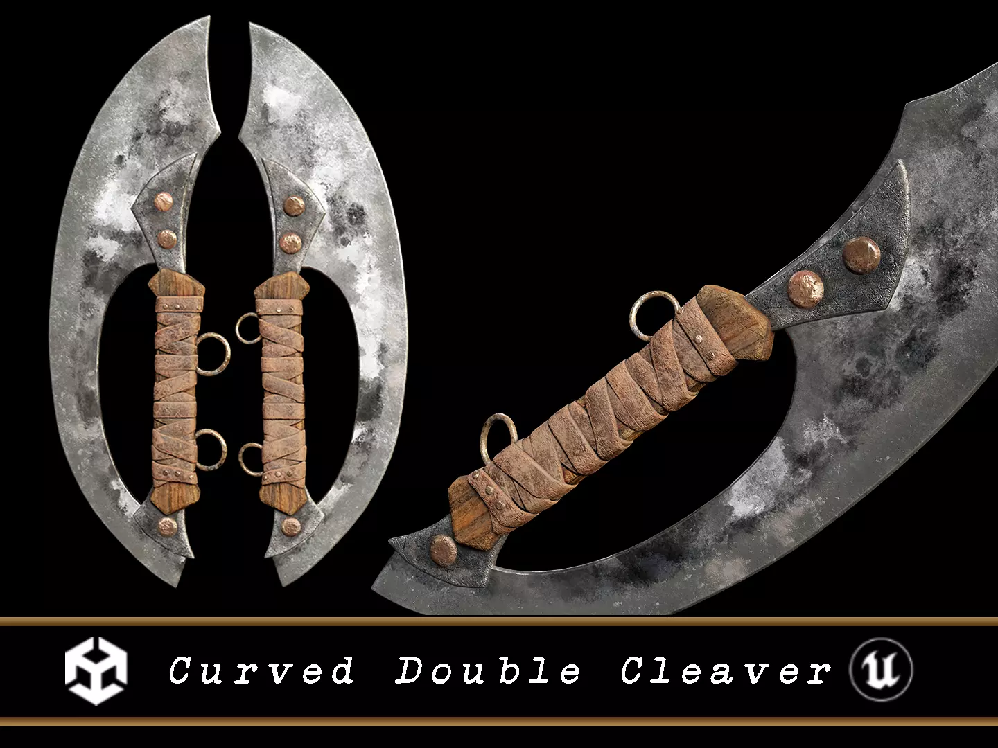 Curved Double Cleaver Low-poly 3D model