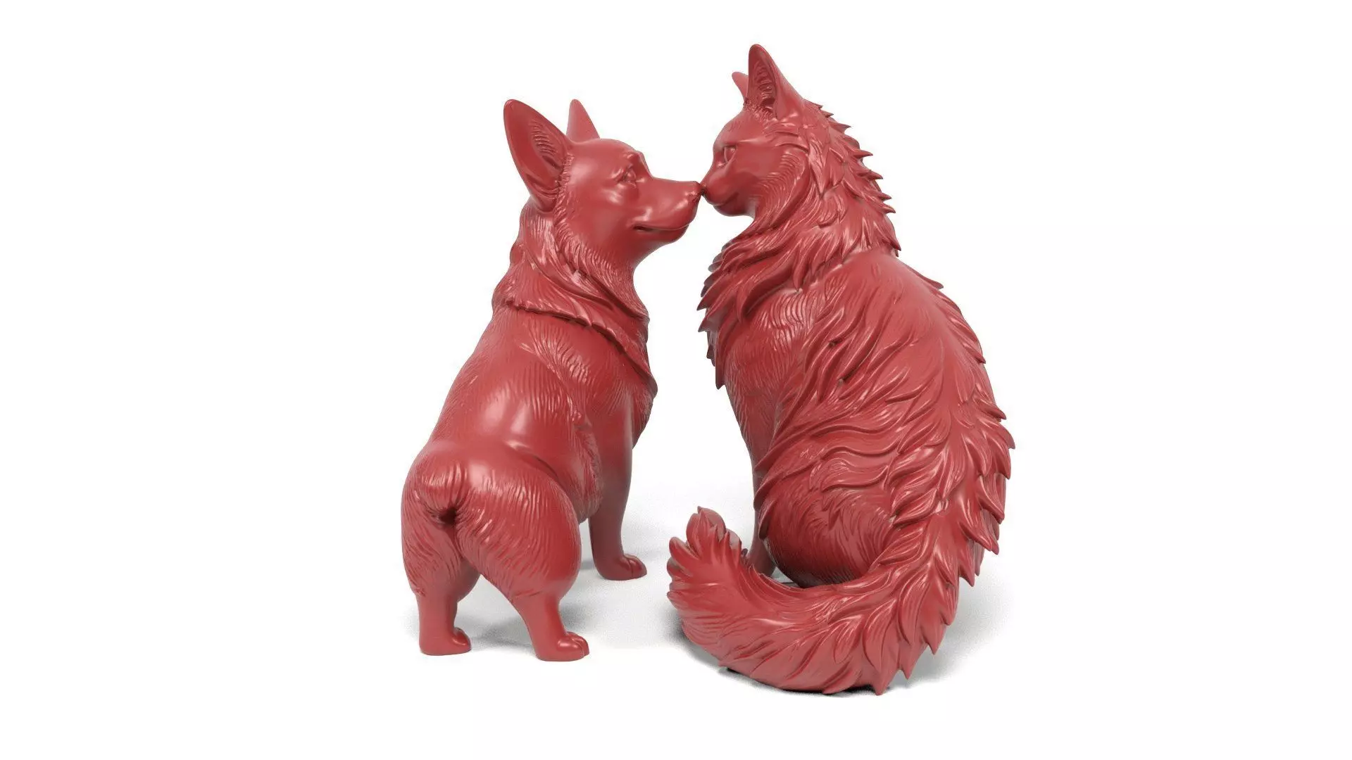 Loving dog and cat 3D print model