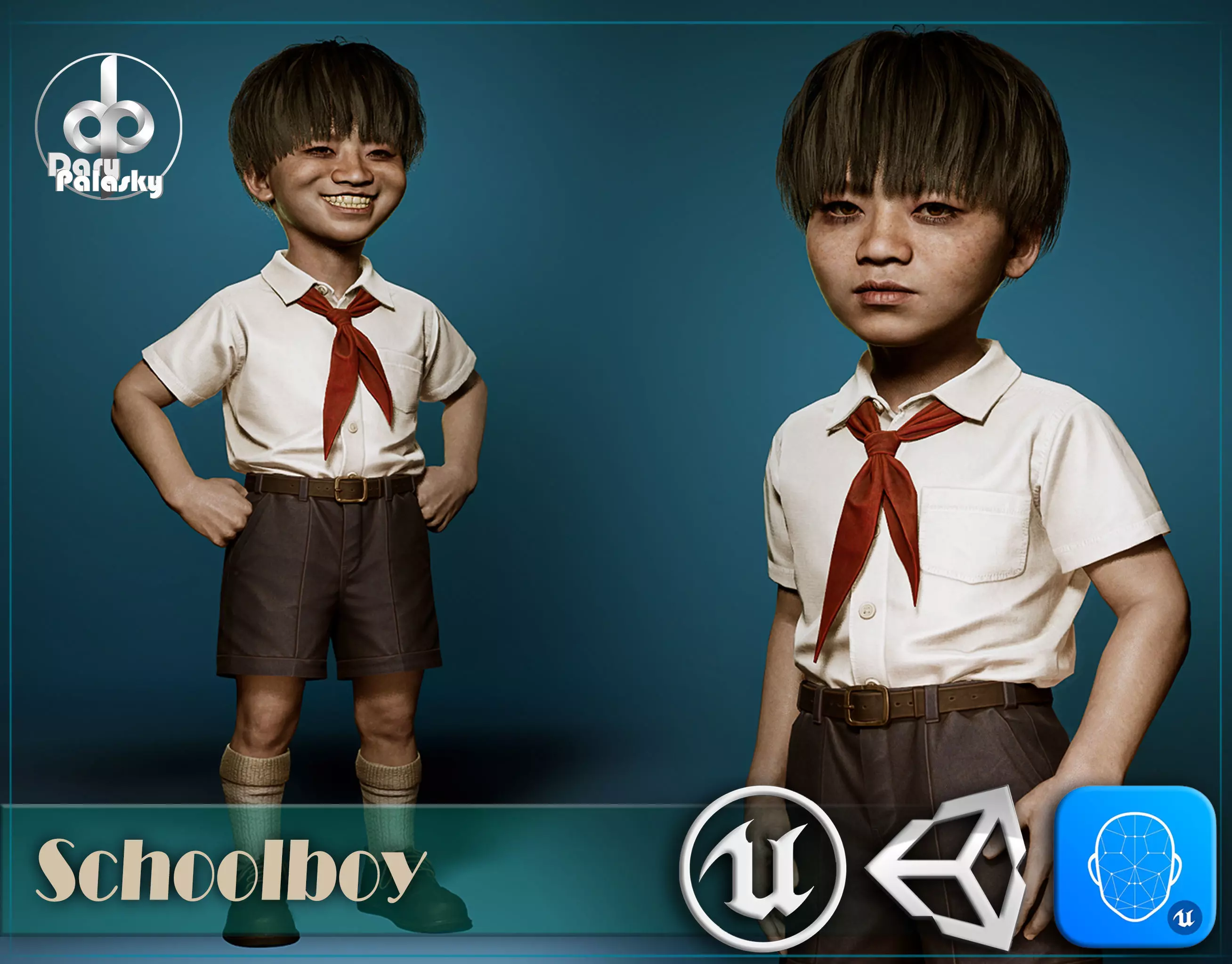 Schoolboy Low-poly 3D model