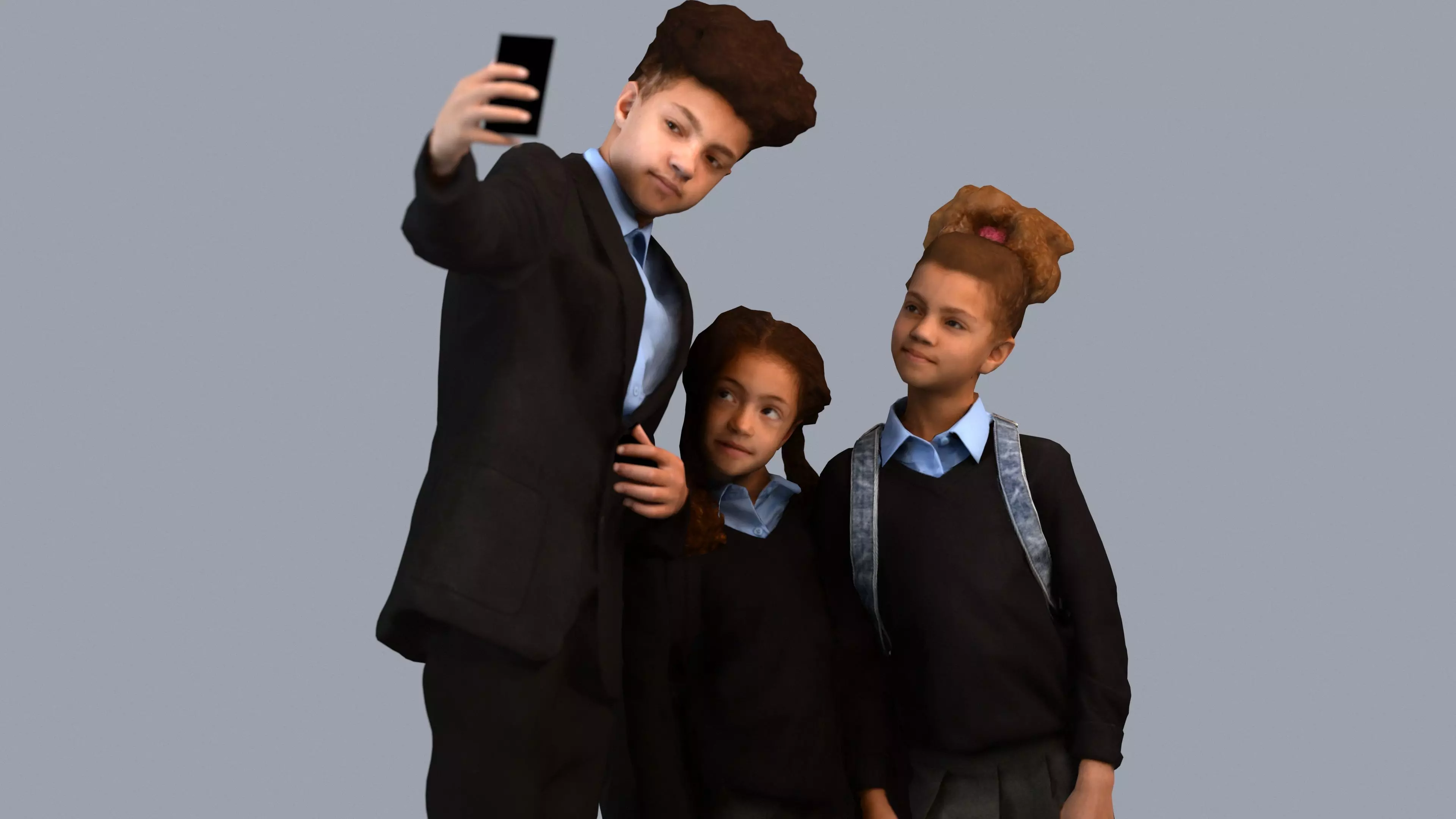 00358Cloe008 - Young mixed-ethnicity boy in school uniform 3D model