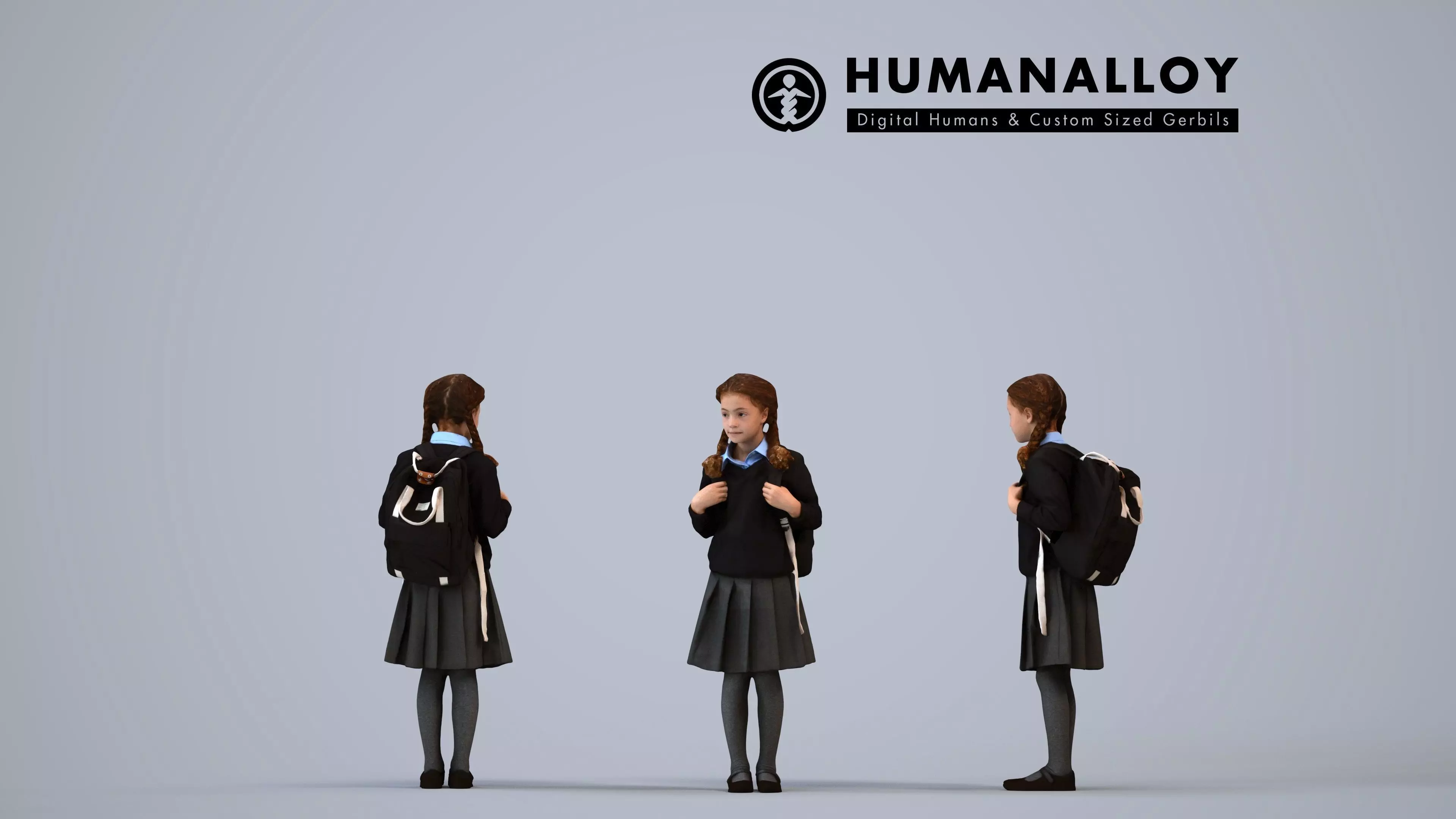 00360Cloe005 - Young mixed ethnicity girl waiting at school 3D model