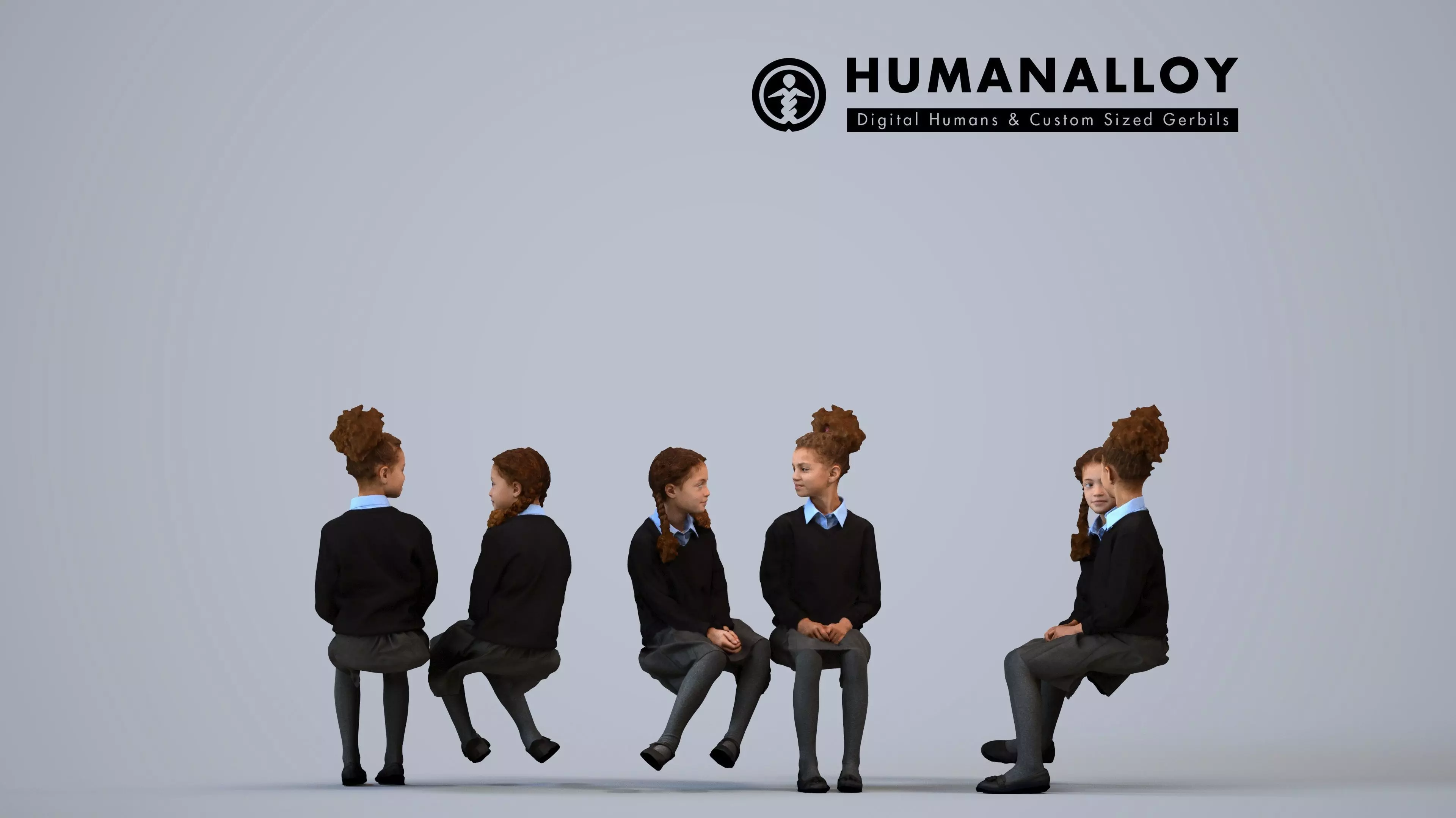 00361Rey004 - Teen mixed-ethnicity girl sitting in school 3D model